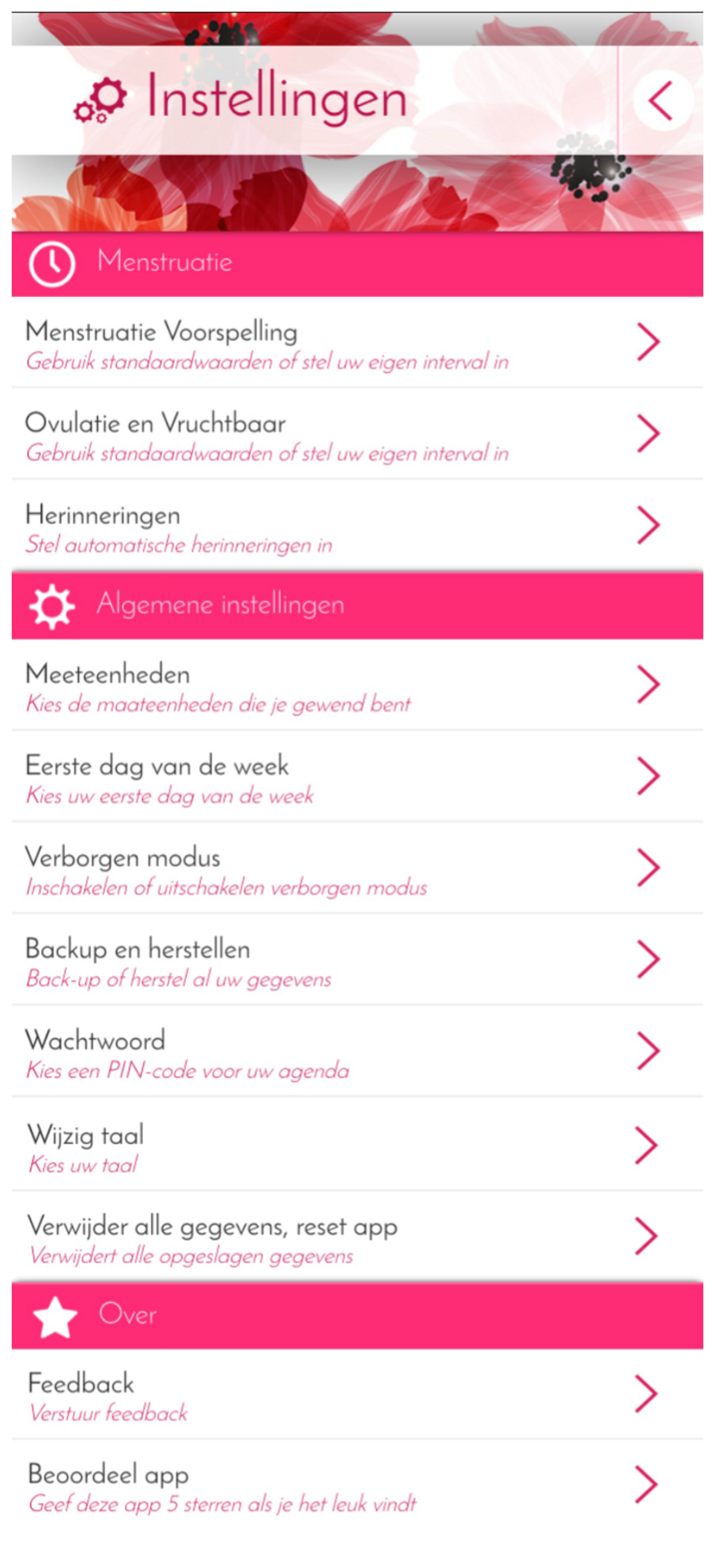 my calendar instellingen